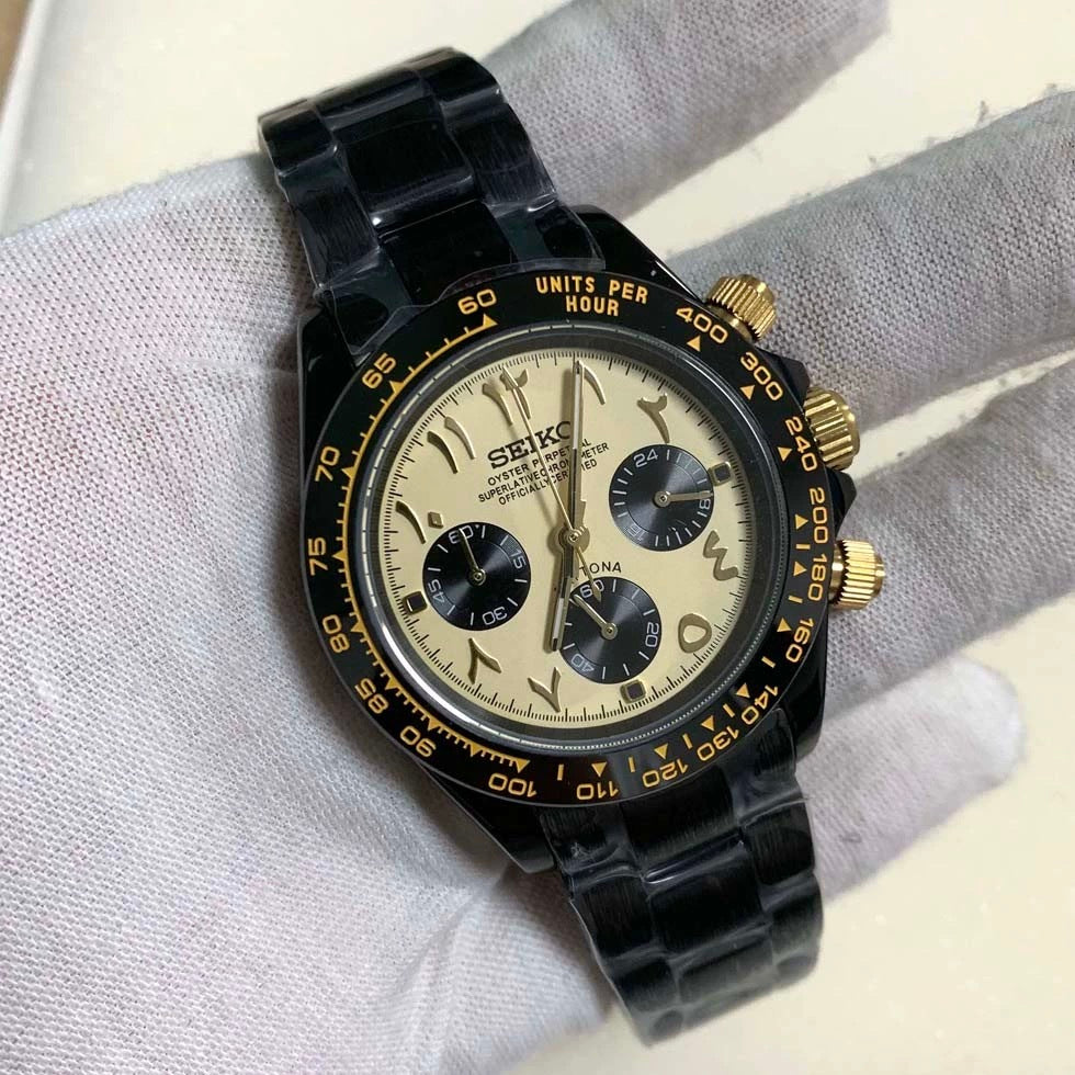 Seiko Daytona Black Arabic Mod Watch