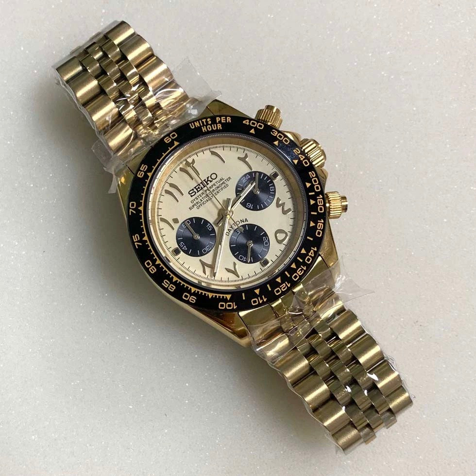 Seiko Daytona Gold Arabic Mod Watch