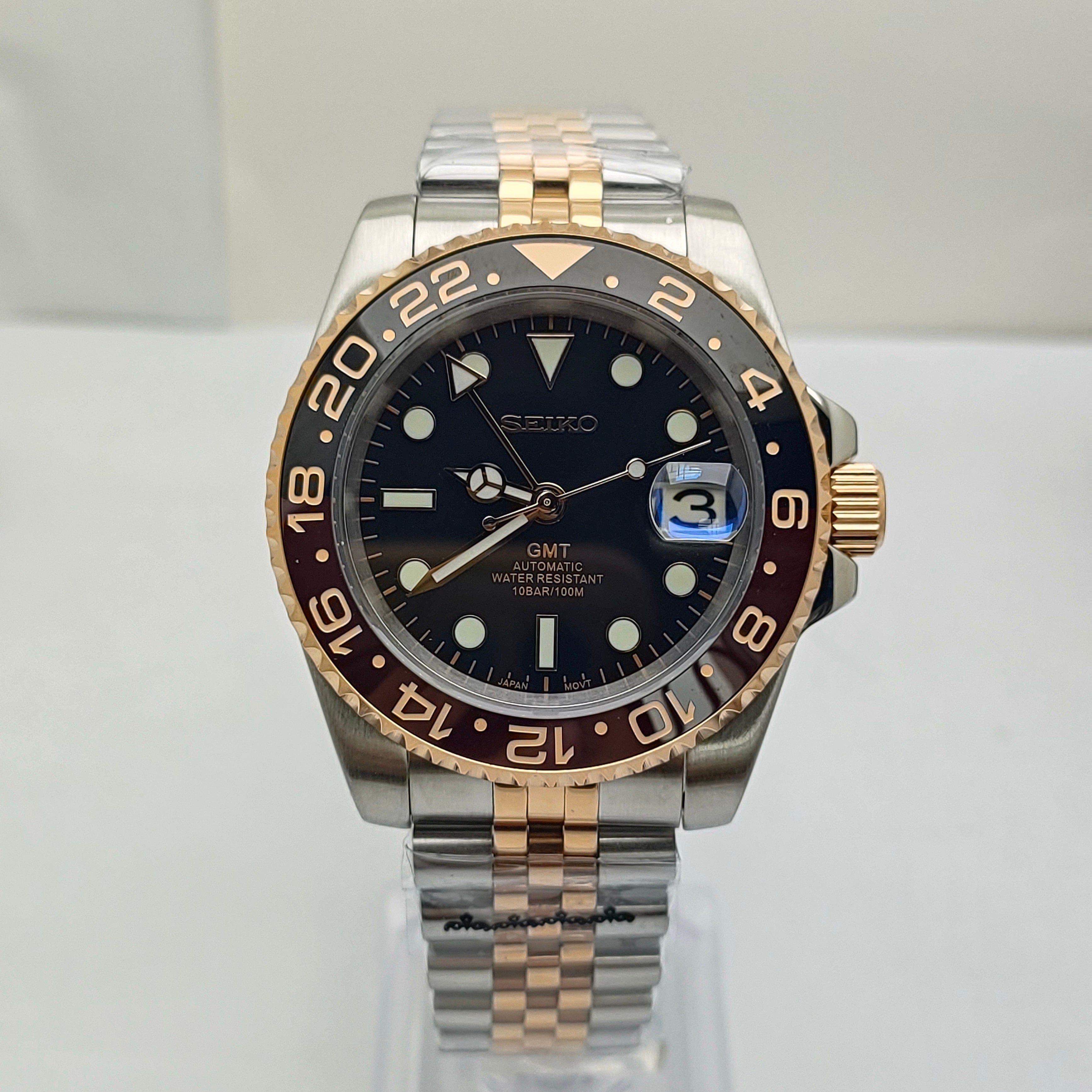 Seiko Two-tone Rose Gold GMT Mod Watch