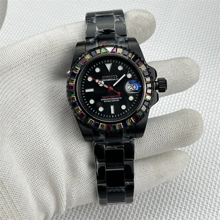 Seiko Yacht-Master Black Diamond Bezel Mod Watch